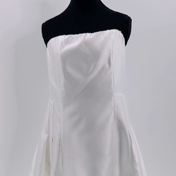 Lulus Pristine Love White Taffeta Strapless Long Maxi Dress With Pockets, Size L - Picture 9 of 16